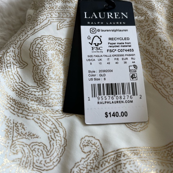 Lauren. White and gold one piece swimsuit.  Womens 8. NWT. - Picture 9 of 9